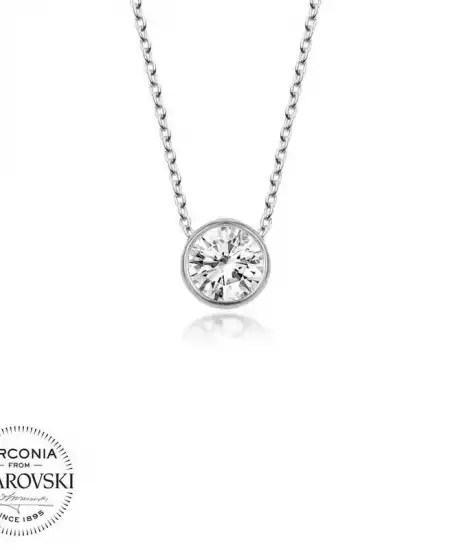 Swarovski Taşlı Gümüş Tektaş Bayan Kolye