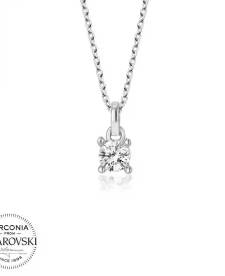 Swarovski Taşlı Gümüş Tektaş Bayan Kolye