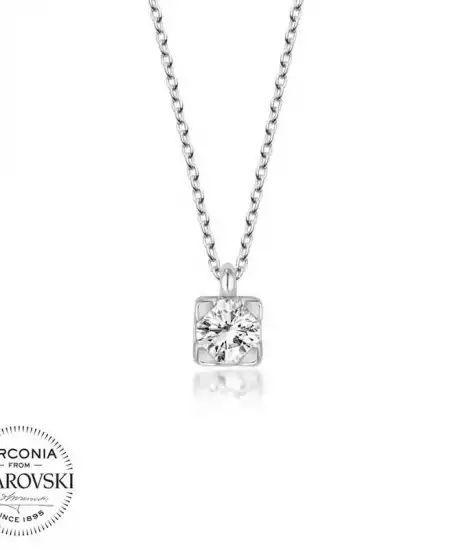 Swarovski Taşlı Gümüş Tektaş Bayan Kolye