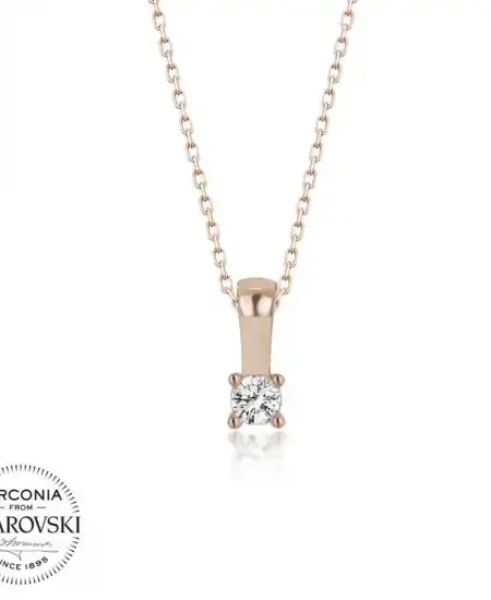 Swarovski Taşlı Gümüş Tektaş Bayan Kolye