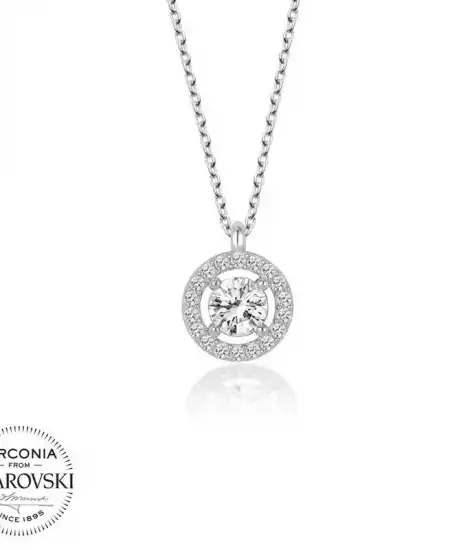 Swarovski Taşlı Gümüş Tektaş Bayan Kolye