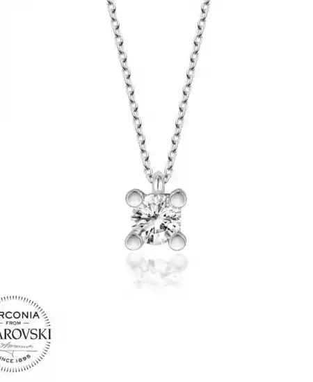 Swarovski Taşlı Gümüş Tektaş Bayan Kolye