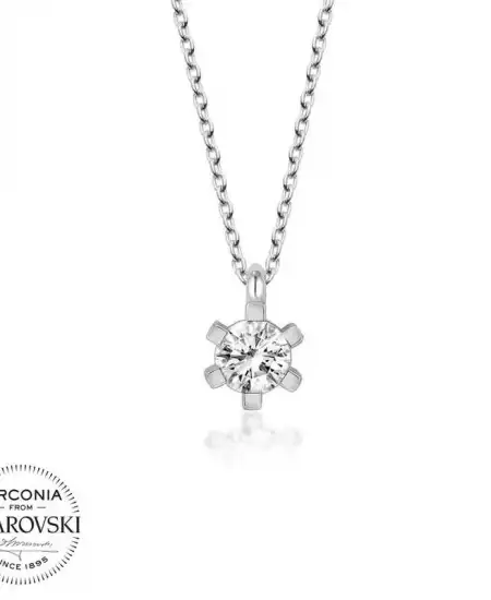 Swarovski Taşlı Gümüş Tektaş Bayan Kolye