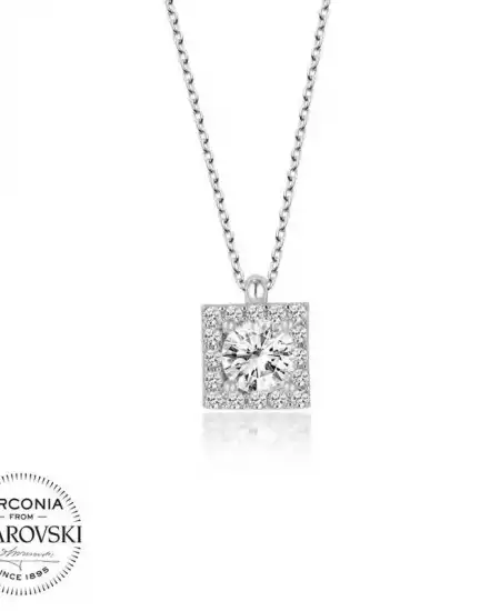 Swarovski Taşlı Gümüş Tektaş Bayan Kolye