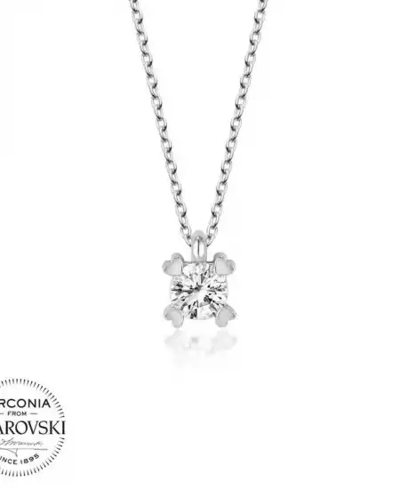 Swarovski Taşlı Gümüş Tektaş Bayan Kolye
