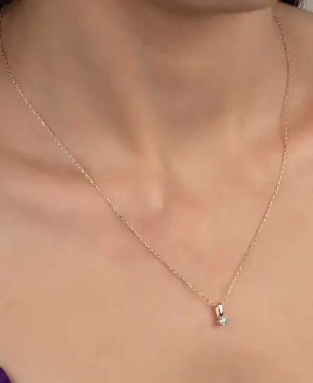 Swarovski Taşlı Gümüş Tektaş Bayan Kolye