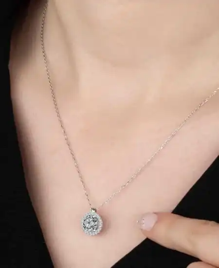 Swarovski Taşlı Gümüş Tektaş Bayan Kolye