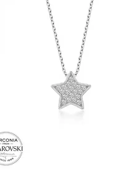 Swarovski Taşlı Gümüş Yıldız Bayan Kolye