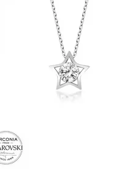Swarovski Taşlı Gümüş Yıldız Bayan Kolye