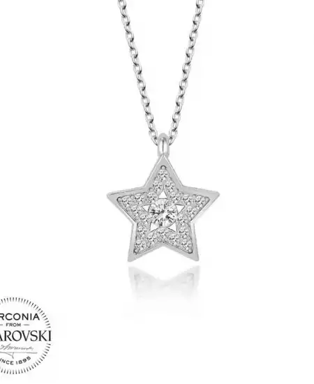 Swarovski Taşlı Gümüş Yıldız Bayan Kolye