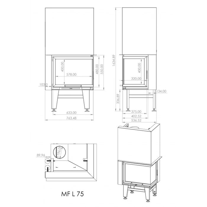 Macroflam 75cm L Tip Odunlu Asansör Kapaklı Şömine