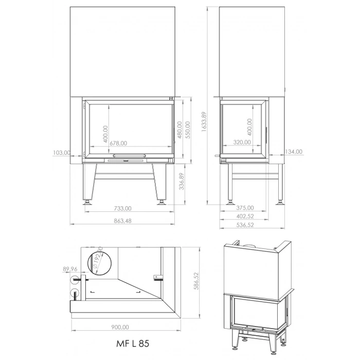 Macroflam 85cm L Tip Odunlu Asansör Kapaklı Şömine