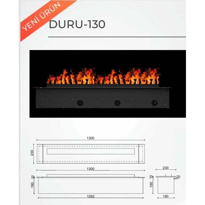 Zaya Duru Buharlı 130cm Renkli Bluetooth lu Elektrikli Şömine