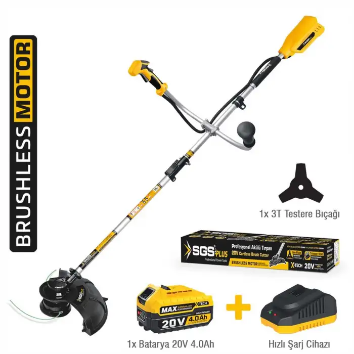 SGS AKÜLÜ TIRPAN SETİ 20V 1*4.0 Ah (KÖMÜRSÜZ MOTOR)