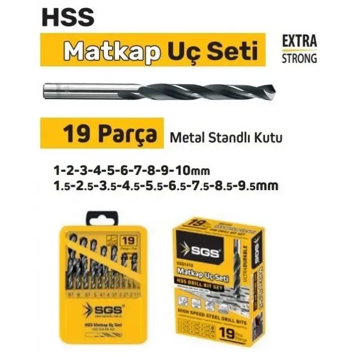 SGS 19 PARÇA HSS MATKAP UCU SETİ SGS1419