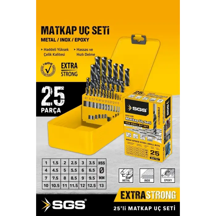 SGS 25 PARÇA HSS MATKAP UCU SETİ SGS1420