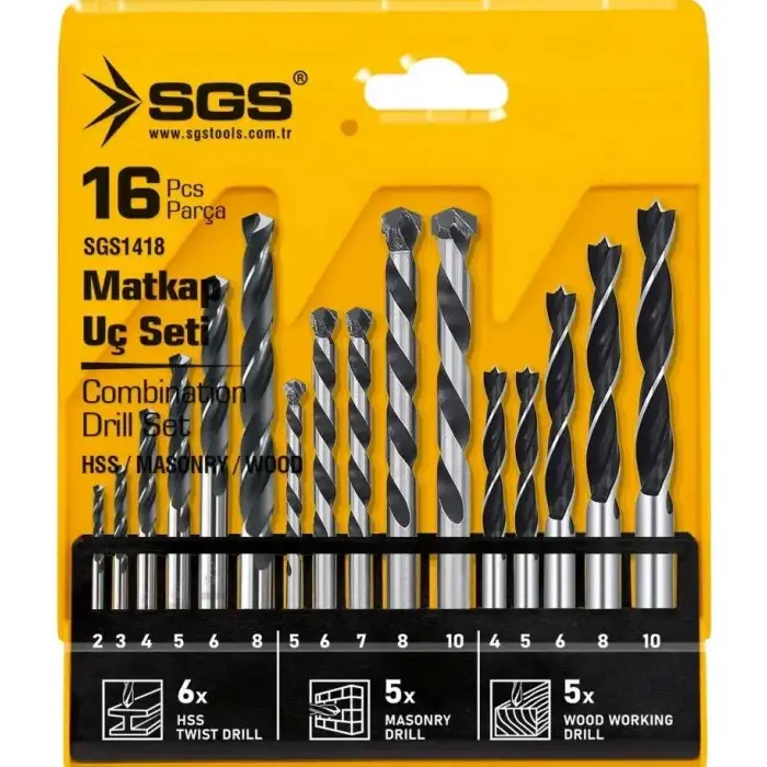 SGS 16 PARÇA AHŞAP/METAL/BETON MATKAP UCU SETİ SGS1418