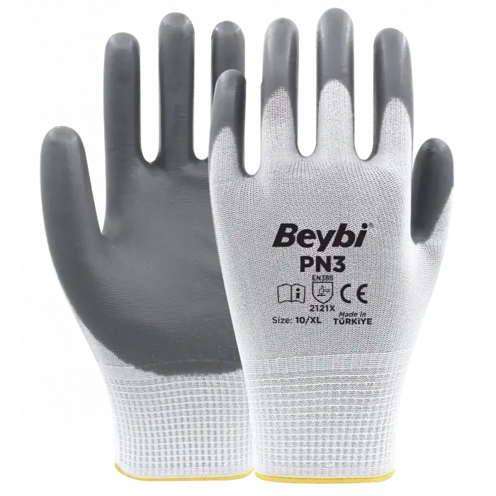 Beybi PN3 Polyester Örme Nitril Eldiven 1 Paket