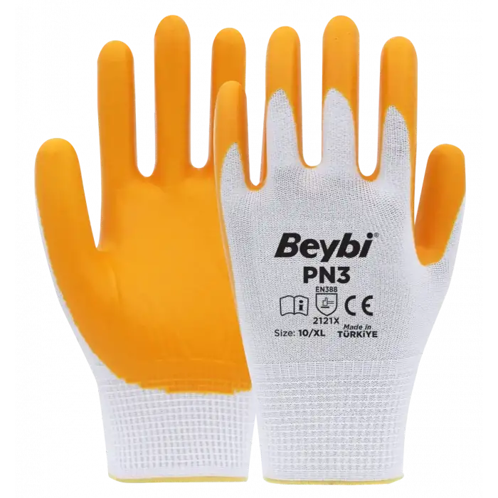 Beybi PN3 Polyester Örme Nitril Eldiven 1 Paket