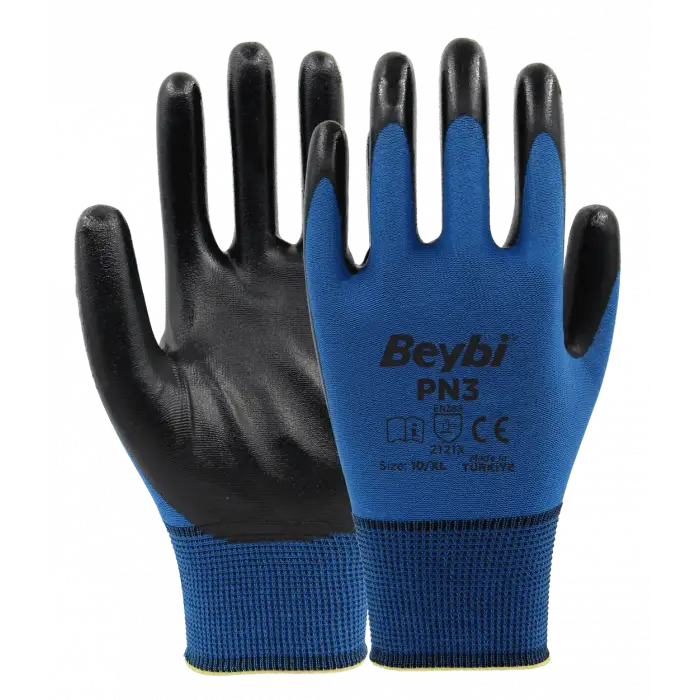 Beybi PN3 Polyester Örme Nitril Eldiven 1 Paket
