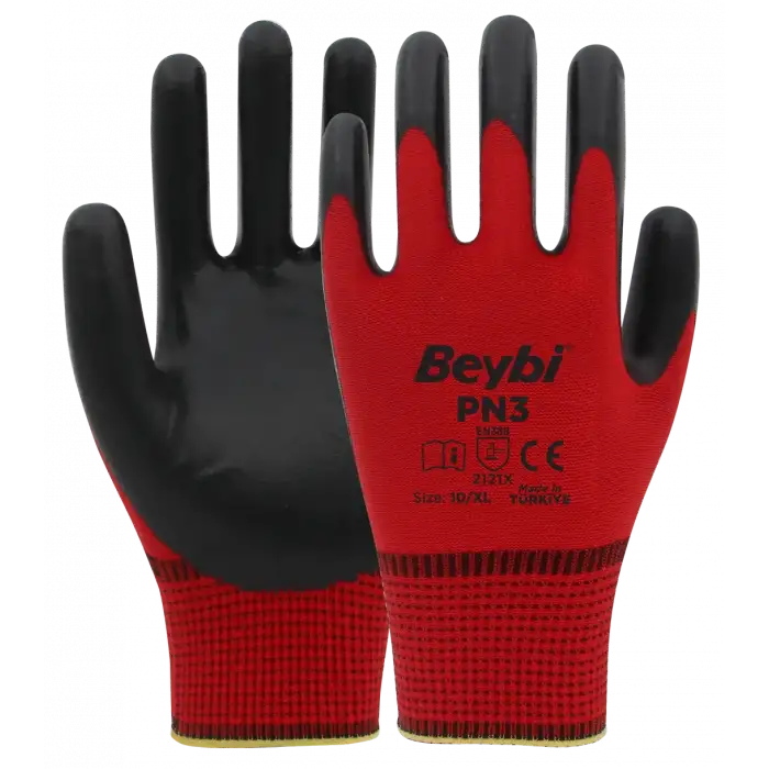 Beybi PN3 Polyester Örme Nitril Eldiven 1 Paket