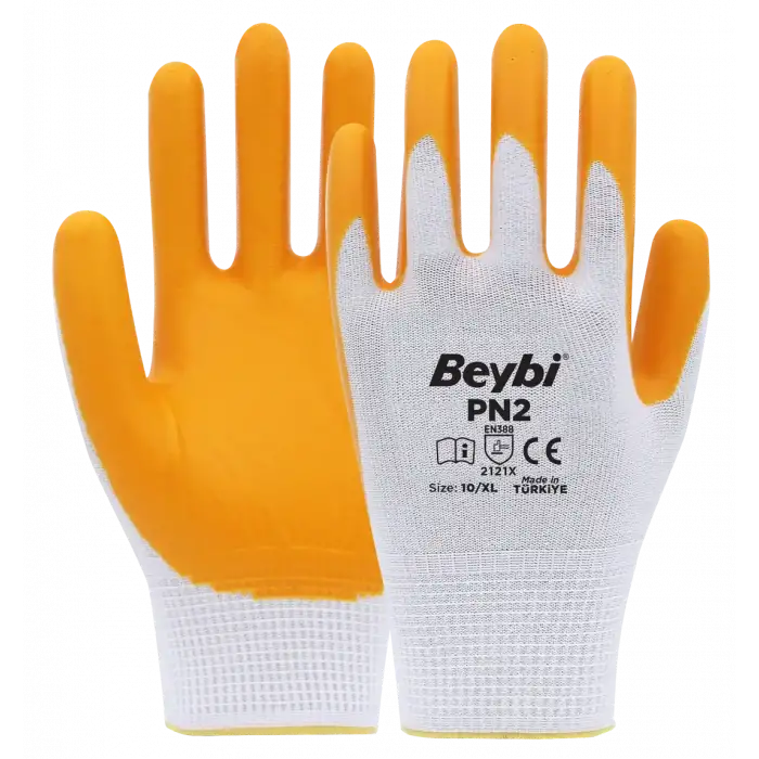 Beybi PN2 Polyester Örme Nitril Eldiven (Ekonomik) 1 PAKET