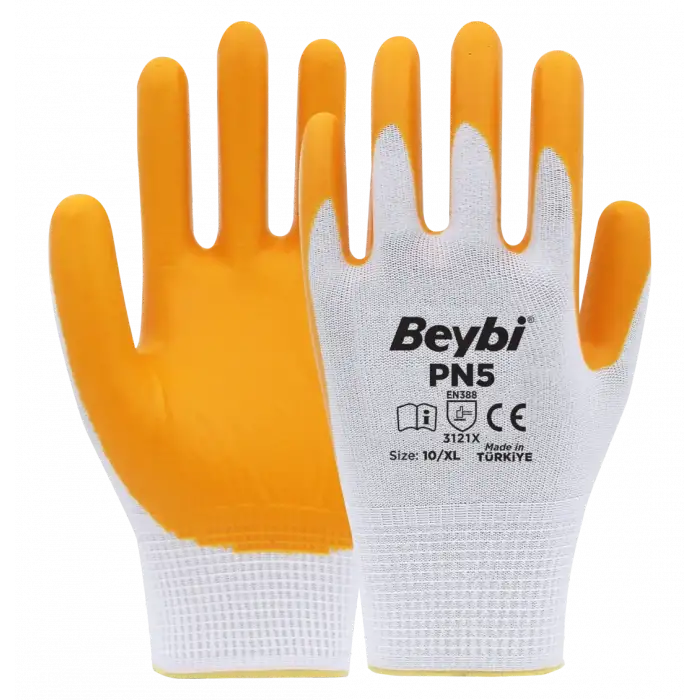 Beybi PN5 Polyester Örme Nitril Eldiven 1 Paket