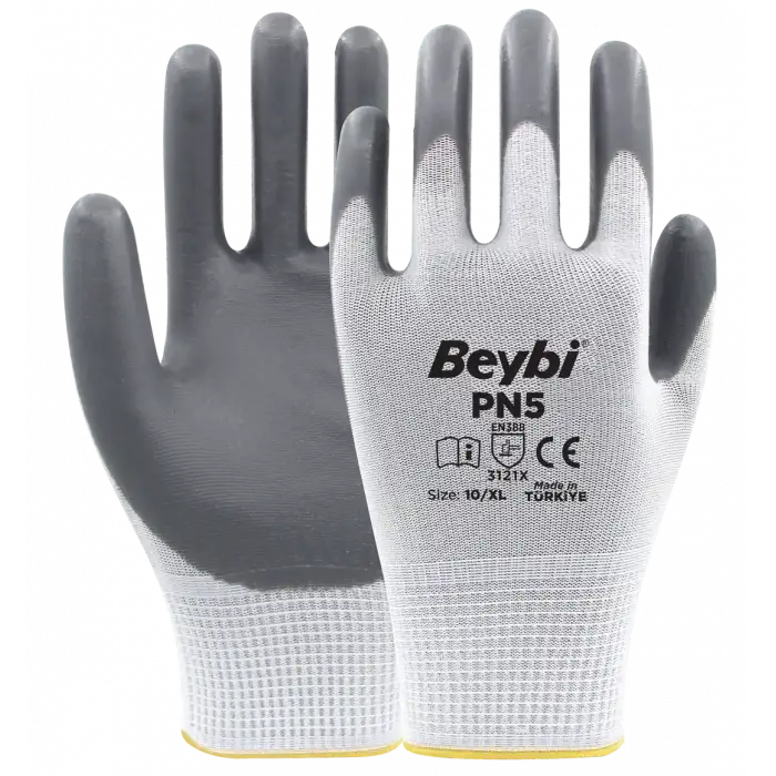 Beybi PN5 Polyester Örme Nitril Eldiven 1 Paket