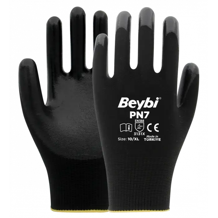 Beybi PN7 Polyester Örme Nitril Eldiven 1 Paket