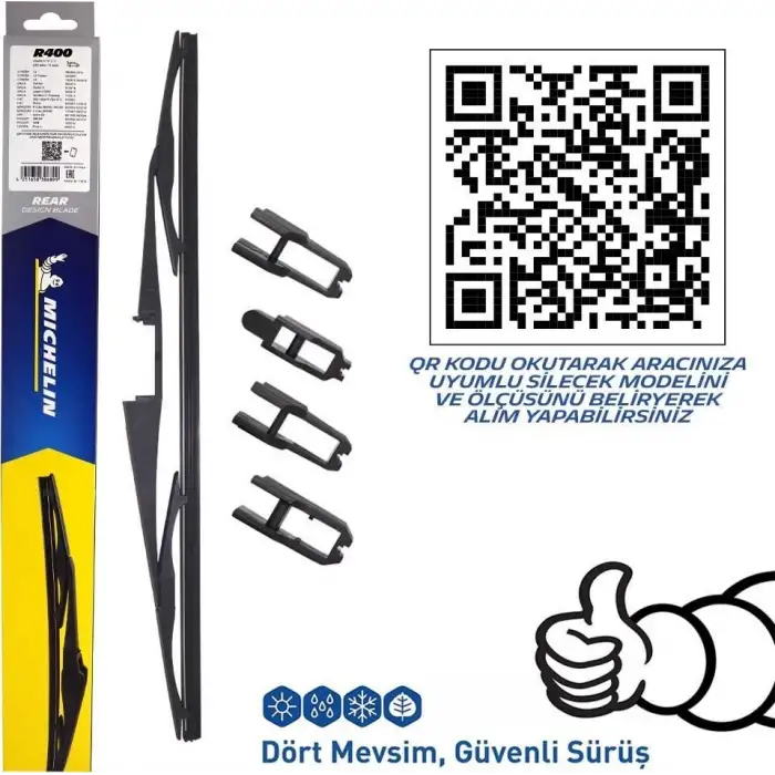 MİCHELİN 40CM 1 ADET MUZ TİPİ ARKA SİLECEK MCR400