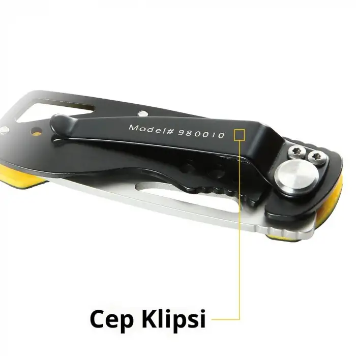 CAT DA980010 Kemer Askı Kancalı Katlanabilir 12CM Paslanmaz Çelik Kamp Çakısı