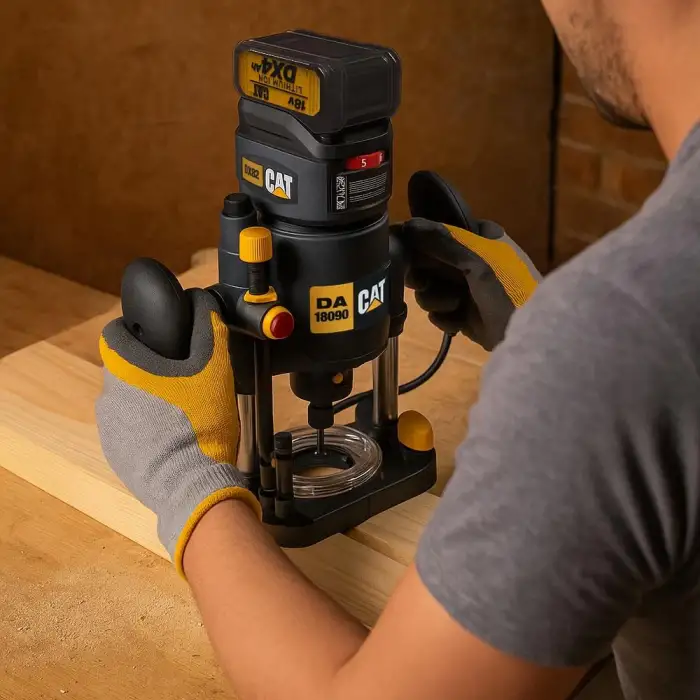 CAT DX82B.3 18Volt Şarjlı Kömürsüz 6mm Devir Ayarlı Profesyonel Avuç İçi El Frezesi Formika Tıraşlama (Akü Dahil Değildir)