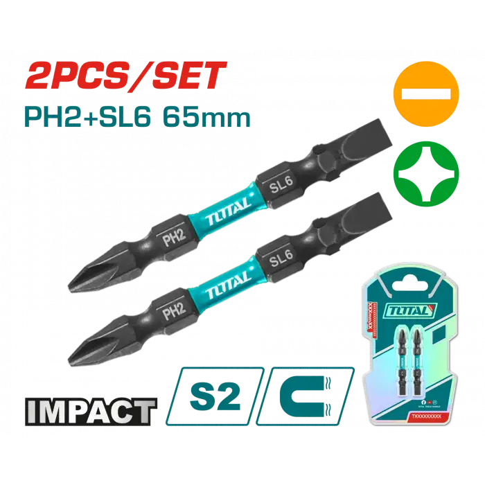 DARBELİ 65MM 2 Lİ ÇİFT TARAFLI PH2+SL6 BİTS UÇ