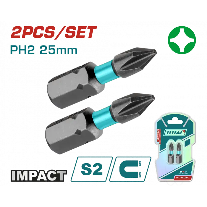 DARBELİ PH2X25 MM BİTS UCU 2 Lİ PAKET