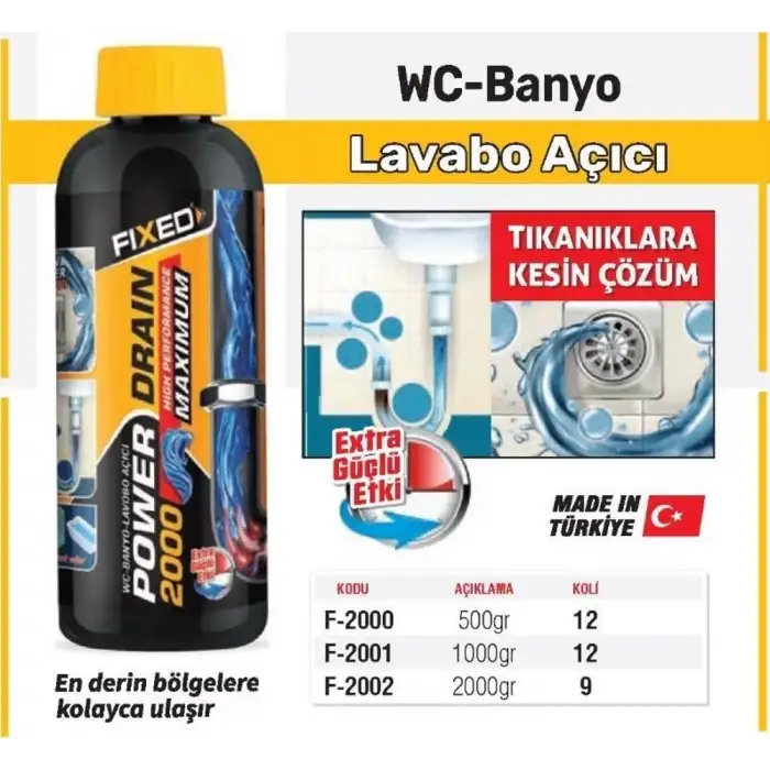 FİXED WC-BANYO LAVABO AÇICI 2000 GR (DÖKAÇ)