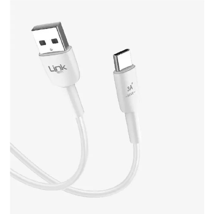 Linktech K602 Safe 3A USB-A Tip-C USB Şarj Kablosu Beyaz