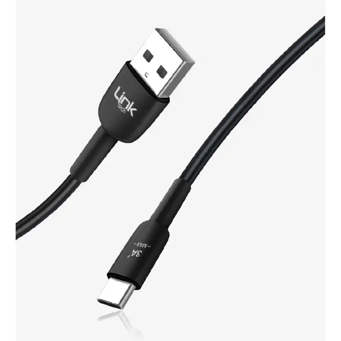 Linktech K602 Safe 3A USB-A Tip-C USB Şarj Kablosu Siyah
