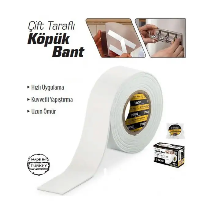 SGS ÇİFT TARAFLI KÖPÜK BANT 18MM*2MT