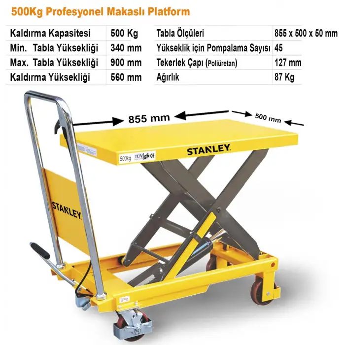 Stanley X500 500Kg Profesyonel Makaslı Platform