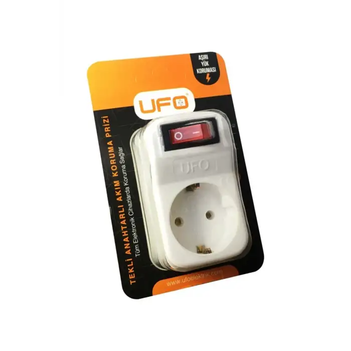UFO Akım Korumalı Tekli Anahtar Priz Beyaz