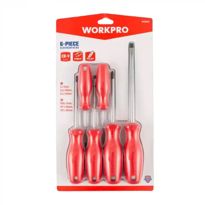 WORKPRO WP200501 6 Parça CR-V Manyetik Profesyonel Tornavida Seti