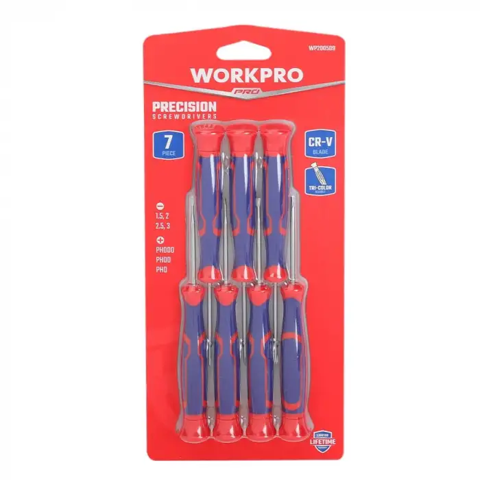 WORKPRO WP200509 7 Parça Profesyonel CR-V Manyetik Hassas Tornavida Seti