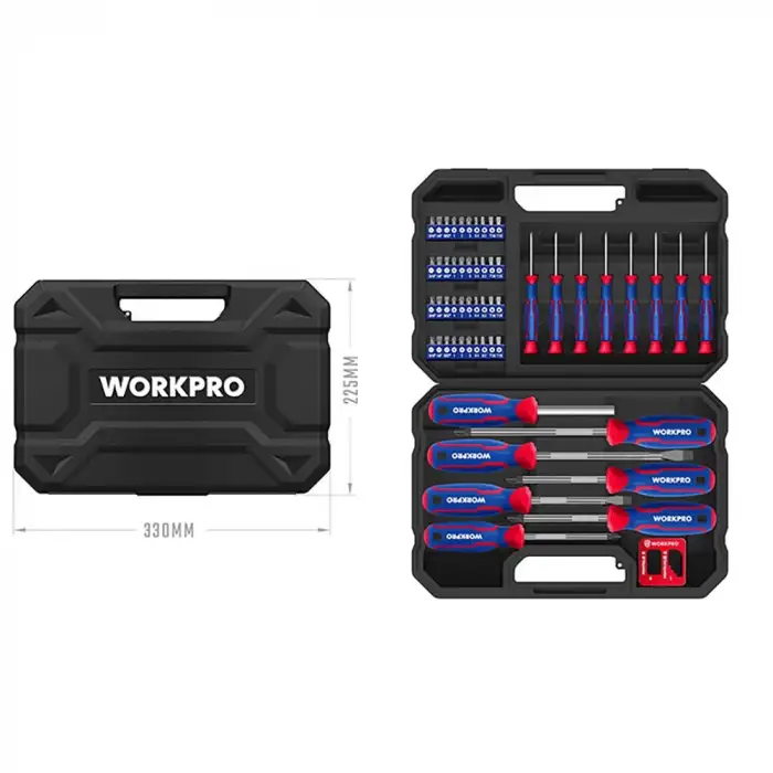 WORKPRO WP200518 56 Parça CR-V Manyetik Profesyonel Tornavida & Bits Uç Seti