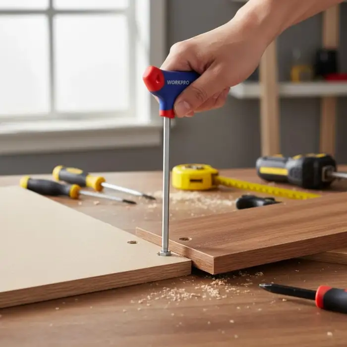 WORKPRO WP200542 8 Parça CR-V Top Başlı T Tipi Uzun Profesyonel Allen Anahtar Takımı