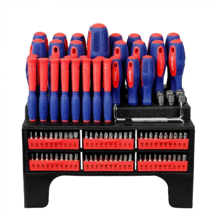 WORKPRO WP200560 100 Parça Duvar Askı Aparatlı Profesyonel CR-V Manyetik Tornavida ve Bits Uç Seti