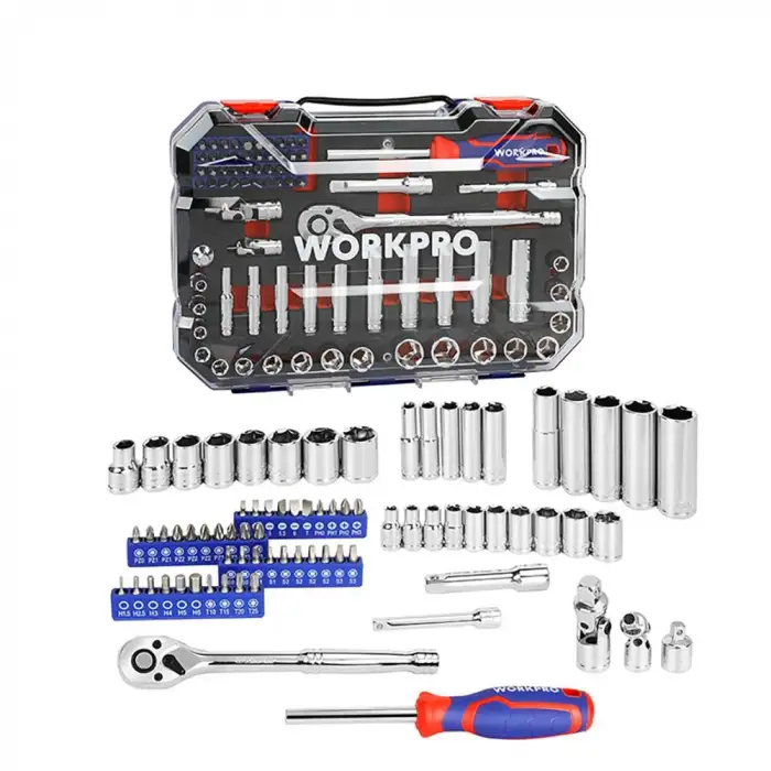 WORKPRO WP202524 1/4’ 3/8’’ Metrik 75 Parça Cr-V Profesyonel Lokma Takımı