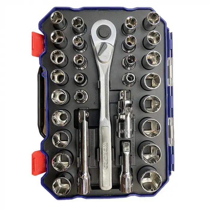 WORKPRO WP202525 30 Parça 1/2’’ CR-V Metrik/İnç Profesyonel Lokma Takımı