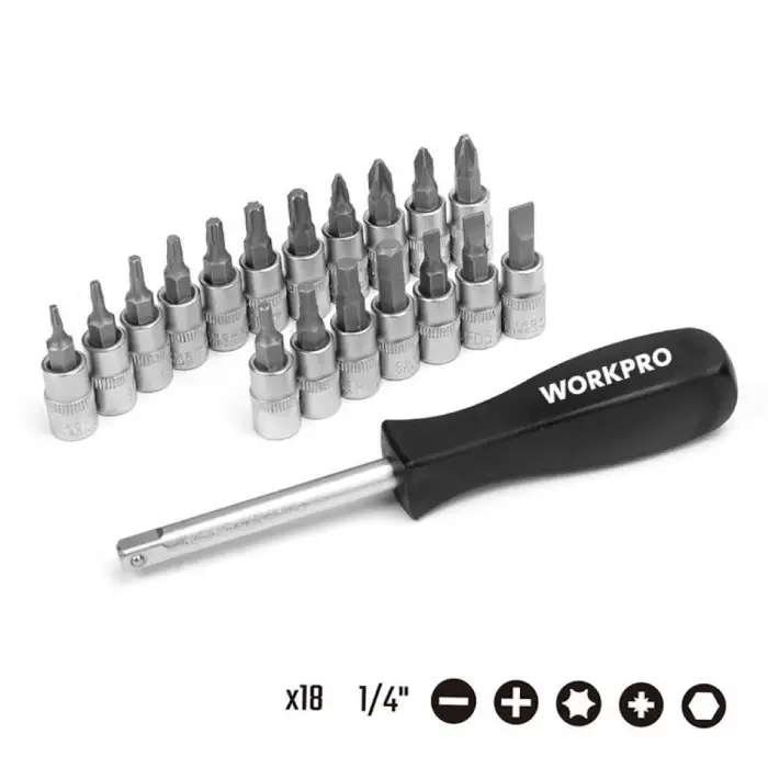 WORKPRO WP202535 1/4’ 1/2’ 108 Parça Cr-V Metrik Profesyonel Lokma Takımı
