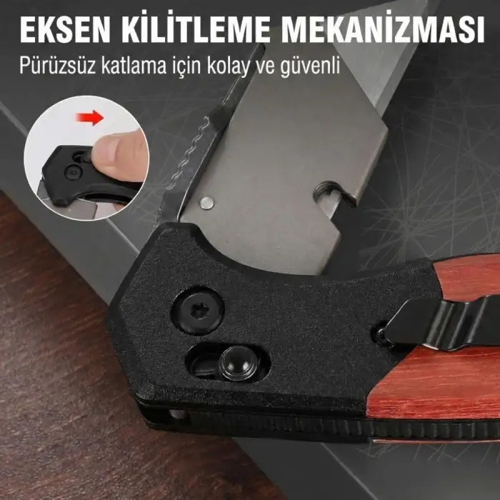 WORKPRO WP211035 Ağır Hizmet Çelik/Ahşap Gövde Katlanır Rötuş Maket Bıçağı + 11 Adet Yedek Bıçak