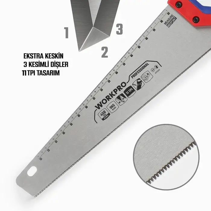 WORKPRO WP215010 450mm SK5 11 TPI Ağır Hizmet Tipi El Testeresi